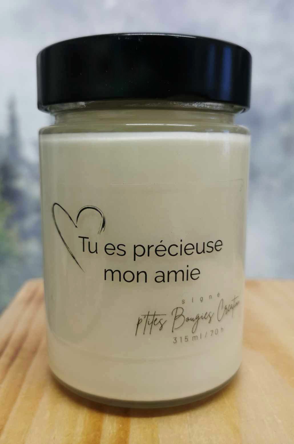 Chandelle de soya - Tu es précieuse mon amie - P'tites Bougies Création